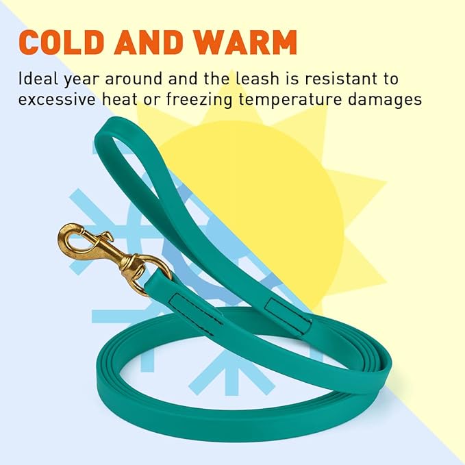 Viper K9 Biothane Working Dog Leash Waterproof Lead for Tracking Training Schutzhund Dog Sport & Search - Odor-Proof Long Line with Solid Brass Snap for Puppy Medium and Large 3/4" x 10ft Blue Aqua