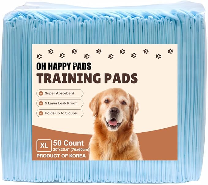 50 Count (30" x 23.6") Dog Pads with 5-Layer Leak Proof, Super Absorbent, Quick Dry Top Sheet, Extra Large Pee Pads for Puppies, Adult Dogs, Potty Training and Indoor Use