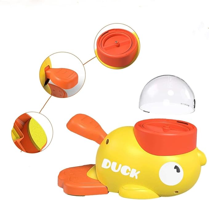 Fuzzibud Duckie Cat Feeder, Fuzzibud Duck Cat Treat Dispenser, Dog Cat Treat Dispenser with Button Duck, Easy to Fill & Rinse Clean (1pcs)