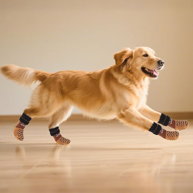 Anti Slip Dog Socks to Prevent Licking Paws, Dog Shoes for Cold/Hot Pavement, Winter Pet Booties for Small Medium Large Senior Dogs, Boots & Paw Protectors for Hardwood Floors Traction Control