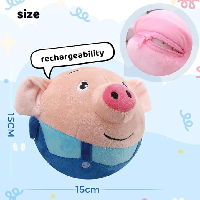 Active Moving Pet Plush Toy, Upgrade Interactive Dog Toys Talking Moving Dog Ball Toy Washable Cartoon Pig Plush Sound Electronic Herding Ball for Dogs Shake Bounce Boredom Talking Toys (Panda)