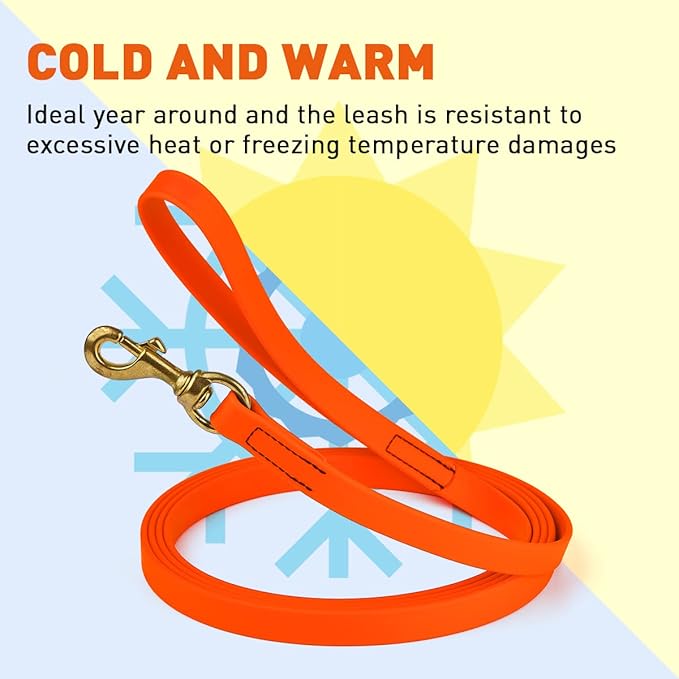 Viper K9 Biothane Working Dog Leash Waterproof Lead for Tracking Training Schutzhund Dog Sport & Search - Odor-Proof Long Line with Solid Brass Snap for Puppy Medium and Large 3/4" x 33ft HunterOrange