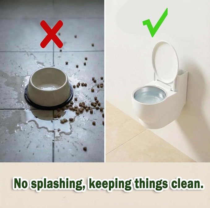 Stop Toilet Drinking! Toilet-Shaped Cat Water Bowl - Wall Mounted No-Spill Dispenser Satisfies Obsession, Encourages Hydration, Detachable & Easy Clean for Cats/Small Dogs