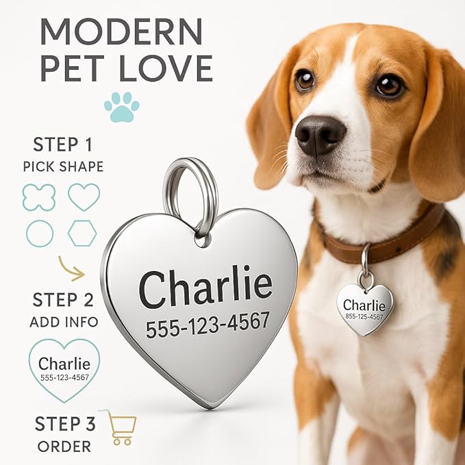 Dr. Fremont's Stainless Steel Custom Pet ID Personalized Engraved Identification Cat and Dog Tags with Custom Text, Many Shapes Including Bone, Heart, Circle (Rainbow Stainless Steel, Large Bone)