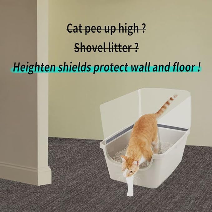 3 Pack Cat Litter Box Pee Shields, High Side Open Top Kitty Litter Pan Shield - Keep Mess in The Pan, (Box Not Included)
