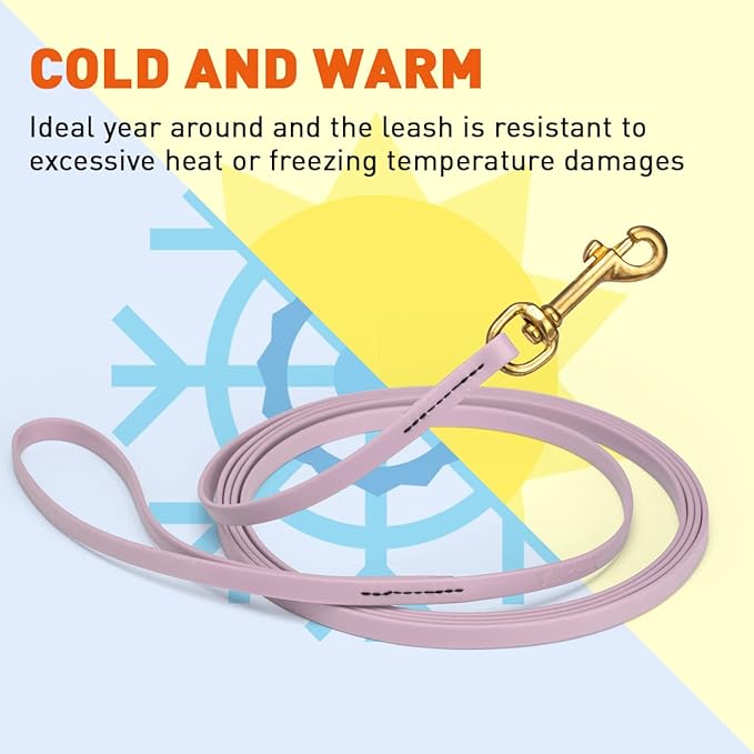 Viper K9 Biothane Working Dog Leash Waterproof Lead for Tracking Training Schutzhund Dog Sport & Search - Odor-Proof Long Line with Solid Brass Snap for Puppy Medium Large 3/8" x 33ft Pastel Purple