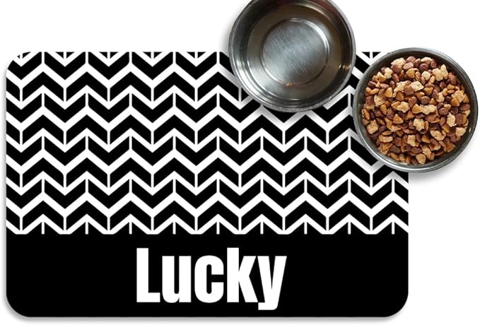 Personalized Dog Cat Food Mat - PU Non-Slip Bottom, Waterproof, Custom Pet Bowl Mat for Food and Water (Wave)