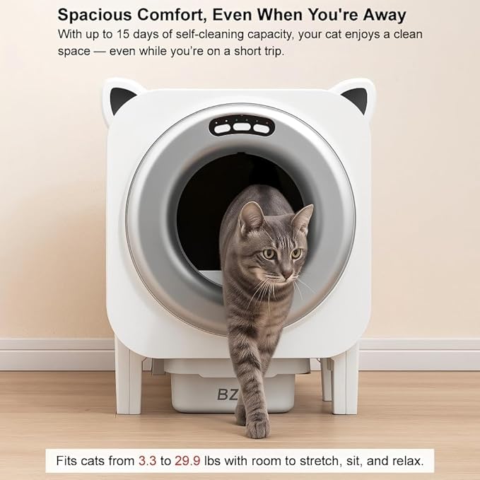 Self Cleaning Litter-Box for Multiple Cats with 76L Large Capacity,Automatic Litter Box with App Control and Safety Sensors Protection (Black)