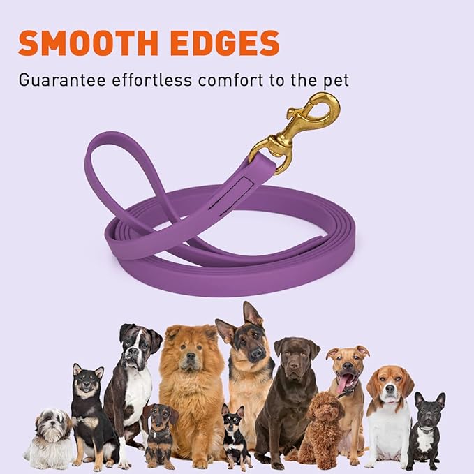 Viper K9 Biothane Working Dog Leash Waterproof Lead for Tracking Training Schutzhund Dog Sport & Search - Odor-Proof Long Line with Solid Brass Snap for Puppy Medium Large 3/4" x 10ft Amethyst Purple