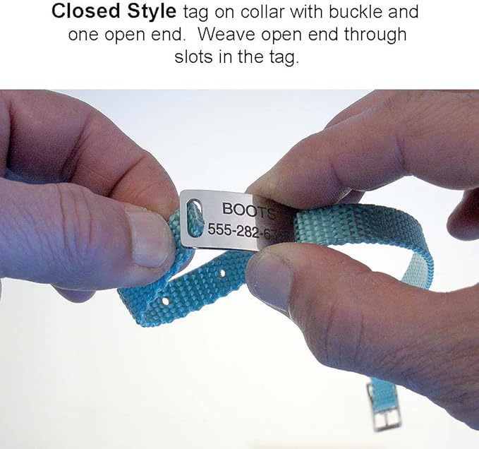 LuckyPet Slide-On Pet ID Tags - Personalized Dog Tags, Durable Stainless Steel, Noiseless, Suitable for Dogs & Cats, Fits 3/4 Inch Collars - Medium Plus, Closed Ends