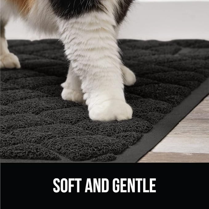 GORILLA GRIP Cat Litter Box Mat, Water Resistant, US Designed Kitty Litter Trapping Mats, Easy to Clean, Scatter Control, Less Mess and Clean Floors, Kitten Supplies for Indoor Cats, 30x20 Black