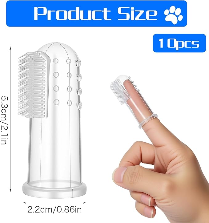 10 Pieces Dog Tooth Brushing Kit, Finger Toothbrush for Cat Dogs Puppy Kitten Finger Toothbrushs with Silicone Bristles Cat Teeth Cleaning Brush Pet Dental Care & Teeth Cleaning for All Pets