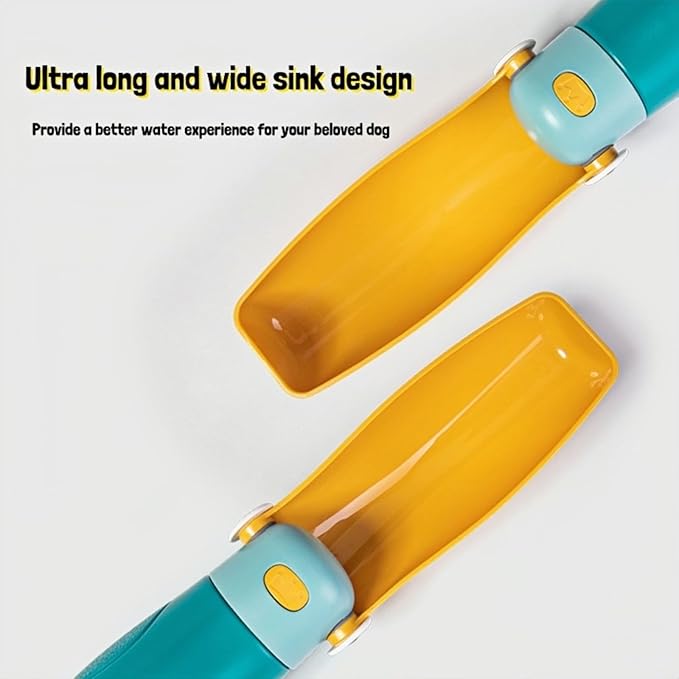 Dog Water Bottle Portable Puppy Travel Foldable Water Bottle Leak Proof Water Dispenser for Pet Cats Walking Hiking Travel Food Grade Plastic-Blue 16 oz