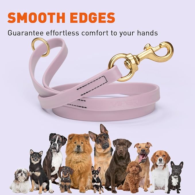 Viper Biothane K9 Working Dog Leash Waterproof Lead for Tracking Training Schutzhund Odor-Proof Long Line with Solid Brass Snap for Puppy Medium and Large Dogs 6ft, Pastel Purple