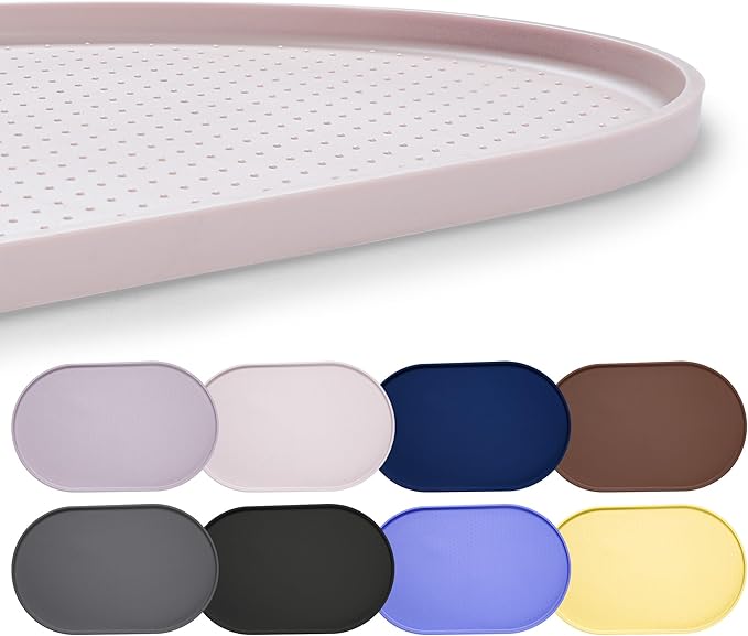 Hubulk 100% Waterproof Silicone Pet Feeding Mat with Raised Edge for Food and Water, Dog Bowl Mats, Cat Bowls Placemat with High Lip Protects Floor for Cats and Dogs (White Sand, 16" L x 10" W)