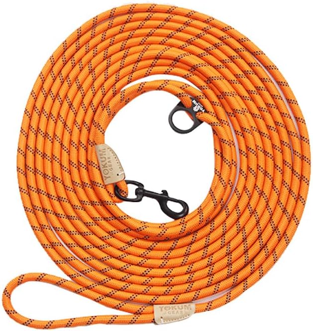 30ft Check Cord to Train Dog, Anti Pulling, Dog Leads for Walking, Double Hook & Escape Proof for All Breeds, Reflective Orange