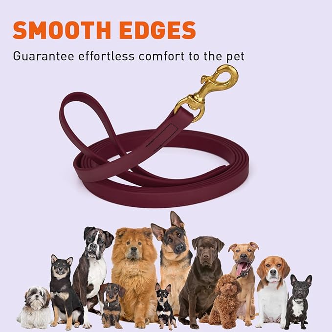 Viper K9 Biothane Working Dog Leash Waterproof Lead for Tracking Training Schutzhund Dog Sport & Search - Odor-Proof Long Line with Solid Brass Snap for Puppy Medium Large 3/4" x 33ft Merlot Burgundy