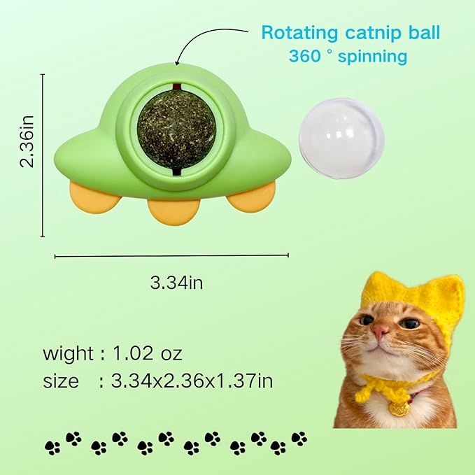 4 Pcs Catnip Balls,Catnip Toys for Cats, Rotatable Catnip Ball On The Wall,4 Styles of Tooth Cleaning Ball,Green Color Set,Cat nip Balls for Indoor Cats