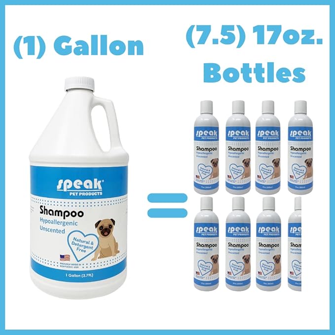 Natural Hypoallergenic Unscented Dog Shampoo Refill with Pump,1 Gallon