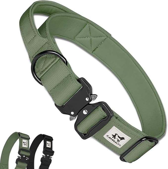 Camo Tactical Dog Collar for Medium & Large Dogs – Heavy Duty Adjustable Nylon Collar with Control Handle, Quick-Release Metal Buckle & D-Ring – Comfortable, Durable Training Collar for All Dog Breeds