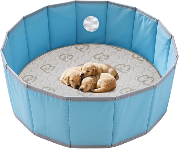 FXW Washable Pee Pads for Dogs, Leak-Proof & Non-Slip, Specifically Designed for Whelping Box, 32" Round, Khaki, 2 Packs