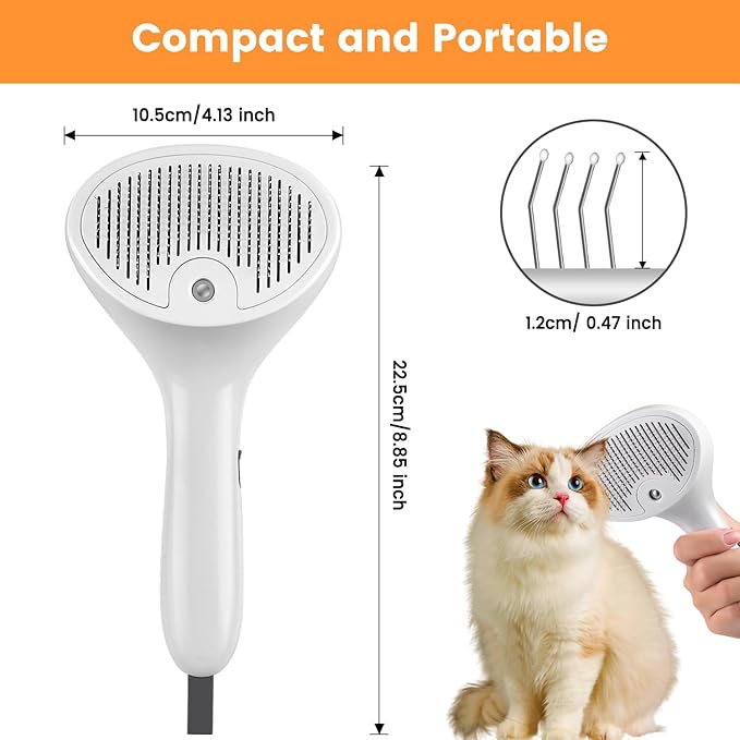 4 in 1 Cat Steam Brush, Rechargeable Pet Spray Hair Removal Comb, Self Cleaning Pet Brush for Indoor Long & Short Haired Pets, Cat Brushes for Shedding, Grooming, Cleaning and Massage