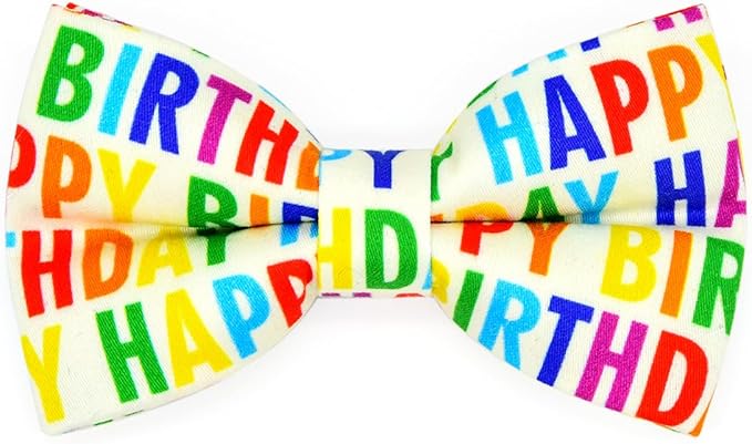Happy Birthday Cat Breakaway Collar Bow Tie with Bell, Wedding/Birthday Cat Accessories