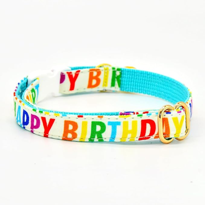 Happy Birthday Cat Breakaway Collar Bow Tie with Bell, Wedding/Birthday Cat Accessories