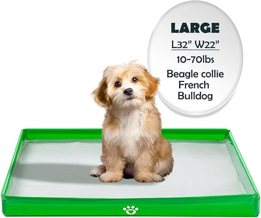 MEEXPAWS Dog Pee Pad Holder Foldable, Puppy Pad Holder Liner Base High Side, Dog Litter Box Indoor for Large Dog 33’’x22’’, Training Pad Holder Leak-Proof, Potty Pad Holder for Dogs Easy Clean