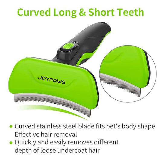 Pet Grooming Brush for Dogs and Cats, Self-Cleaning Undercoat Deshedding Tool, Effectively Reduces Shedding by Up to 95%, Long or Short Hair Remover for Grooming, Green, Hair Brush