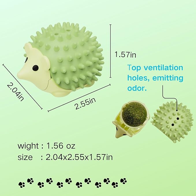4 Pcs Catnip Balls,Catnip Toys for Cats, Rotatable Catnip Ball On The Wall,4 Styles of Tooth Cleaning Ball,Green Color Set,Cat nip Balls for Indoor Cats