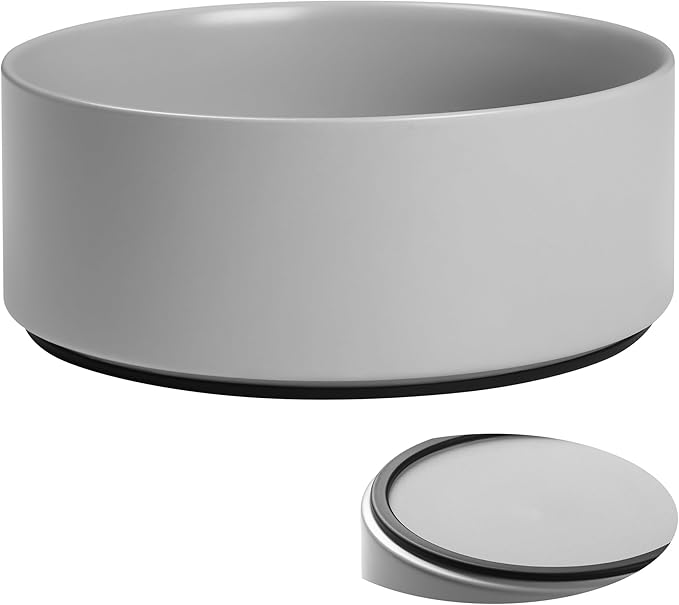 Kitwinney Large Dog Bowls, Non Slip Heavy Ceramic Dog Food and Water Bowl with Silicone Base, 8" Pet Feeding Bowl for Small, Medium, and Big Dogs (Grey, 8 Inches)