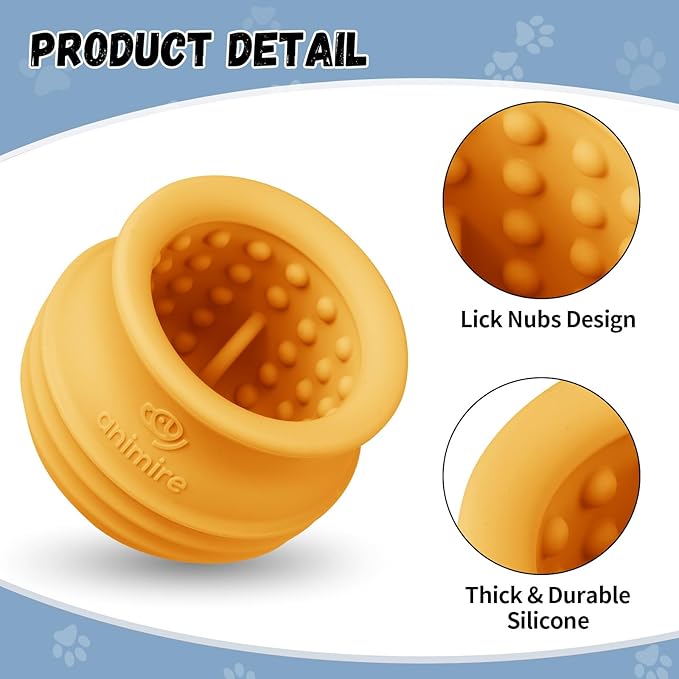Treat Dispensing Dog Toy, Long-Lasting Interactive Puzzle Toys for Dogs, Stuffable Dog Enrichment Frozen Lick Treat Toy for Boredom, BPA Free Silicone Fetch Catch Chew Toy (Orange,S)