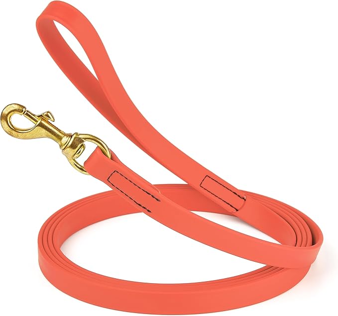 Viper Biothane K9 Working Dog Leash Waterproof Lead for Tracking Training Schutzhund Odor-Proof Long Line with Solid Brass Snap for Puppy Medium and Large Dogs, 15ft Coral