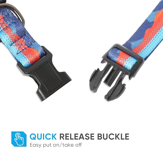 HEELE Dog Collar, Adjustable Soft Dog Collar for Small Medium Large Dogs,Floral Patterned Puppy Collars with Quick Release Buckle M Length 13.39''-20.87''