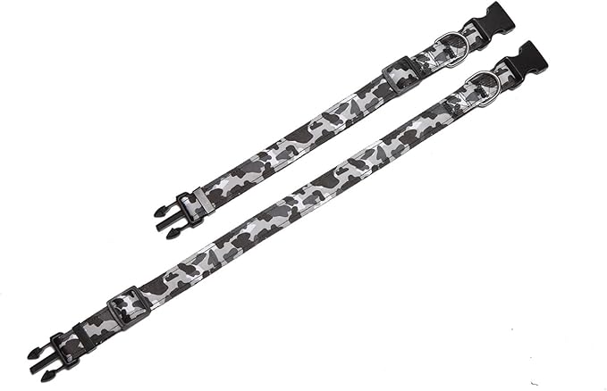 TAIDA Dog Collar, Nylon Camouflage Adjustable Collar, 1 Inch Wide, for Large Medium Dog (Black)
