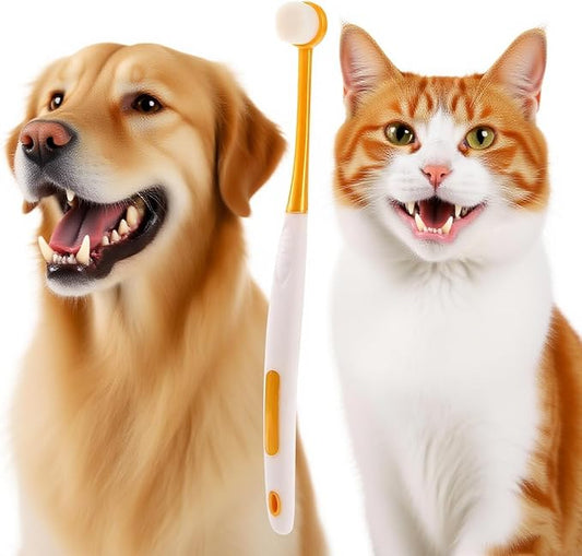 RYUNOSUKE Professional Pet Toothbrush for Small & Large Animals (Yellow)