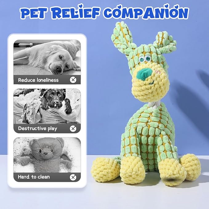 Indestructible Dog Toys,2026 New Durable Plush Dogs Toy for Aggressive Chewers,Squeaky Durable Chew Toy for Indoor Pups Teething, Stuffed Toys for Small Medium Large Dogs (Giraffe)