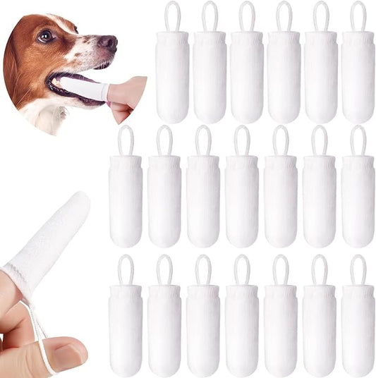 Chunful 20 Pcs Microfiber Fingerbrush for Dogs Soft Finger Toothbrush Pet Dental Finger Brush for Dog Cat Teeth Cleaning Remove Plaque and Tartar