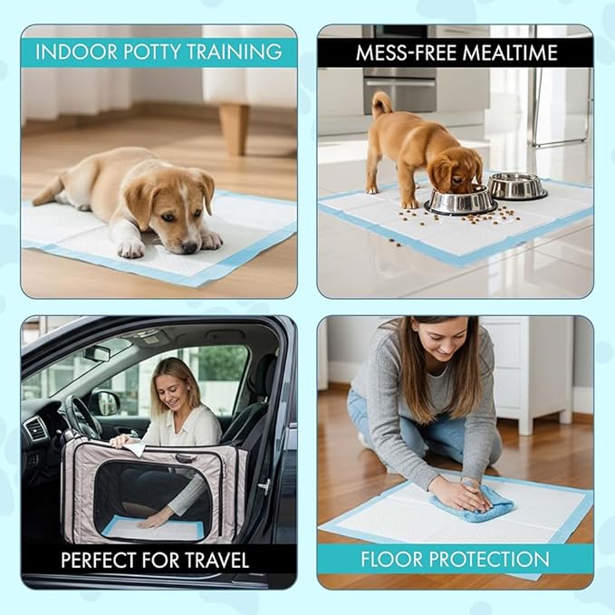 TBM Puppy Pads 100 Count - 23.6" x 23.6" - Super Absorbent Pee Pads for Dogs - Premium Leak-Proof - Pets Potty Training Essentials - Disposable Quick- Dry Pads for Puppies | Cats | Rabbits