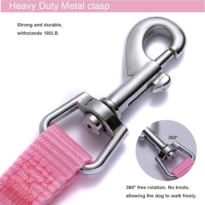 Siumouhoi 6 FT Puppy Leashes, Strong Traditional Style Leash with Easy to Use Collar Hook,Dog Lead Great for Small and Medium and Large Dog (Pink, 5/8 in x 6 ft)