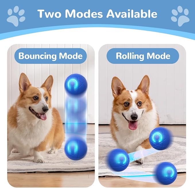 Interactive Dog Toys for Small Dogs, 2026 New Automatic Rolling Ball for Dog, Self Moving Jumping Automatic Moving Rotating Electric Ball for Pets Indoor Outdoor Fun (Blue)
