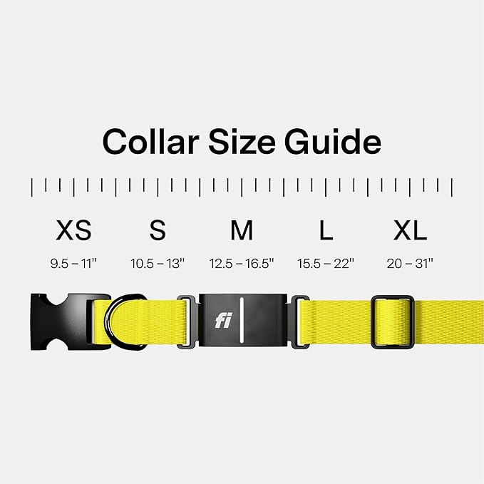 New Fi Series 3+ Smart Dog Tracker Collar [12 Month Membership Included] GPS Tracker for Dogs with Health & Behavior Monitoring, Escape Alerts, Waterproof, LED, Apple Watch Compatible (Yellow, Small)