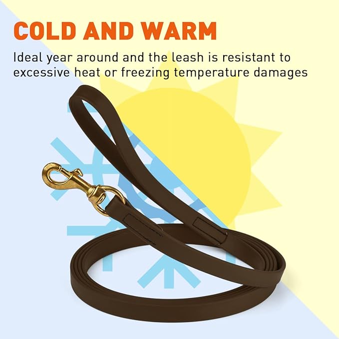 Viper K9 Biothane Working Dog Leash Waterproof Lead for Tracking Training Schutzhund Dog Sport & Search - Odor-Proof Long Line with Solid Brass Snap for Puppy Medium Large 3/4" x 33ft Chocolate Brown