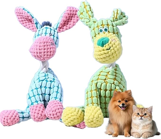 Interactive Dog Toys, Squeaky Chew Toys for Dogs, Durable Soft Plush Toys with Squeaker for Aggressive Chewers, Easy Clean Quick Dry Fun Toys for Small Medium Large Breed Dogs (Green+Blue)