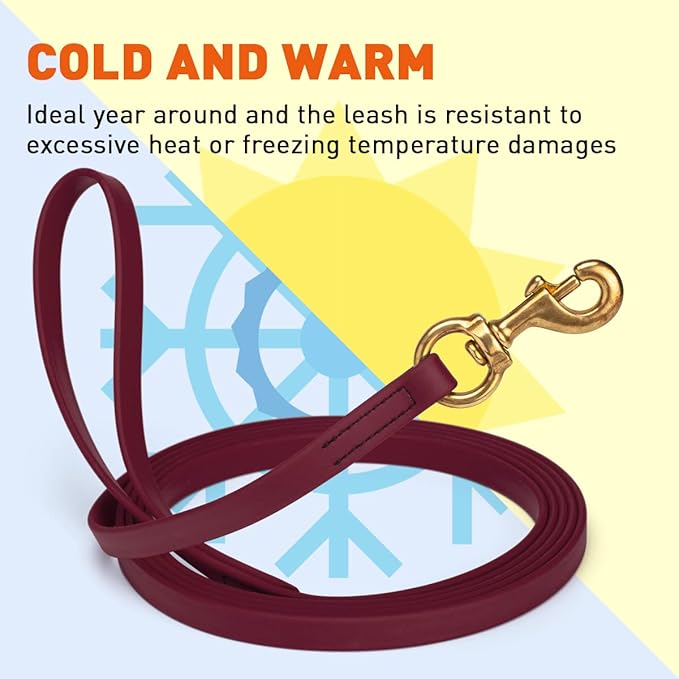 Viper K9 Biothane Working Dog Leash Waterproof Lead for Tracking Training Schutzhund Dog Sport & Search - Odor-Proof Long Line with Solid Brass Snap for Puppy Medium Large 5/8" x 20ft Merlot Burgundy