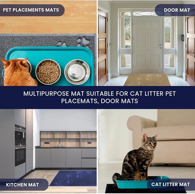 Andalus Large Cat Litter Mat, Pack of 2 - Waterproof, Non-Slip & Easy to Clean Cat Litter Box Mat for Extra Efficient Pet Litter-Trapping, Blue (30” X 18”)