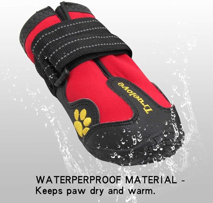 MOKCCI Truelove Dog Boots,Waterproof Pet Shoes with Reflective Straps for Paw Protectors Small Medium Large Dog Summer Winter Snow Outdoor Walking