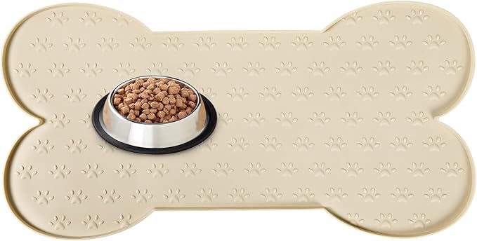Dog Food Mat Anti-Slip Silicone Bowl Mats for Food and Water, Thicker Pet Placemat Waterproof Cat Feeder Pad with High-Lips Prevent Messy Spills to Floor Suitable for Medium and Small Pet