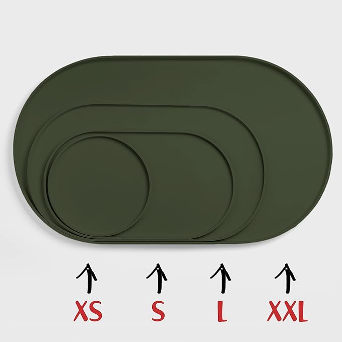 DogBuddy Dog Food Mat - Waterproof Dog Bowl Mat, Silicone Pet Mat for Food and Water Bowls, Nonslip Pet Feeding Mat with Edges, Dogs Food Mats for Floors, Puppy Supplies (XXL: 32" x 19", Khaki Green)